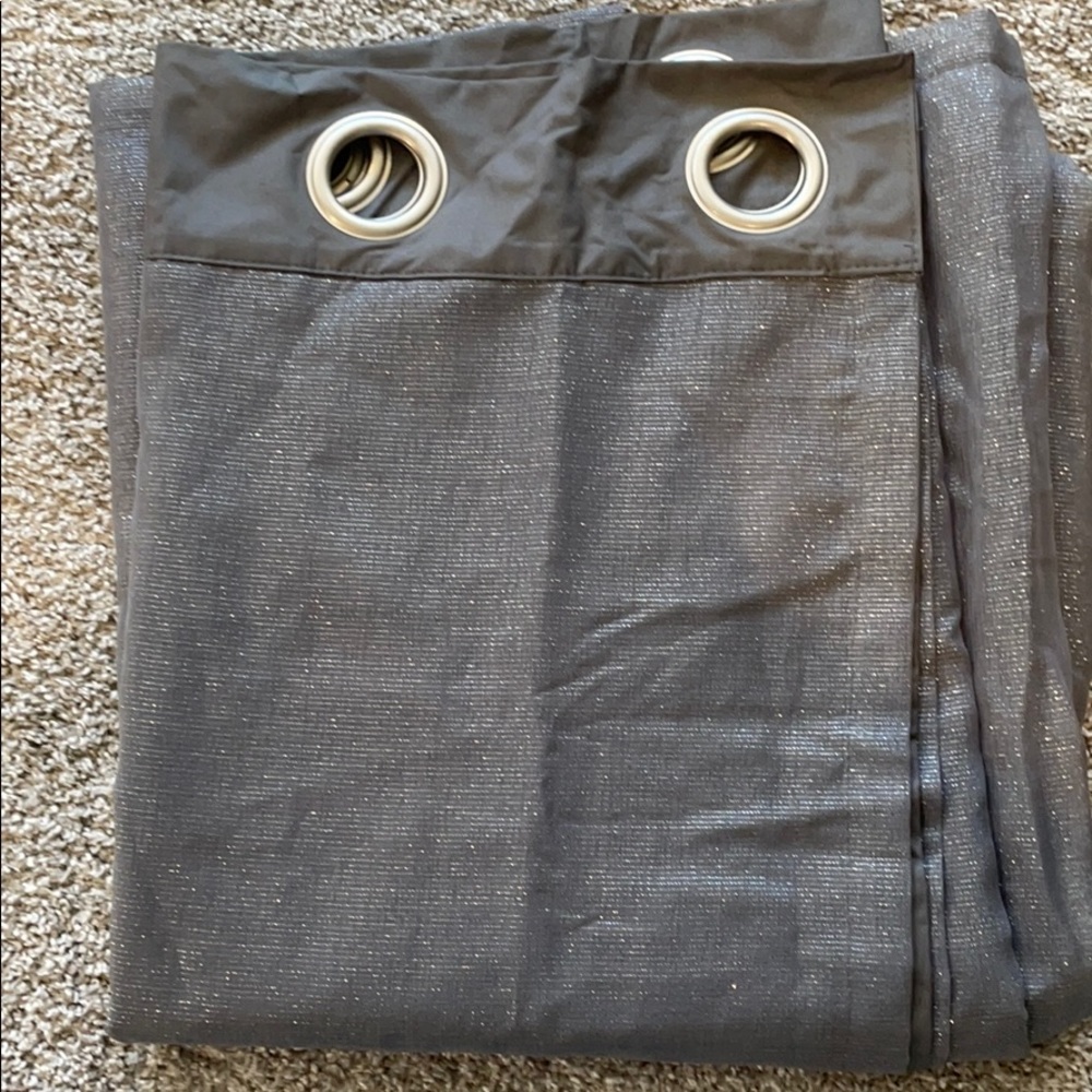 Set of Three Gray and Silver Curtain Panels